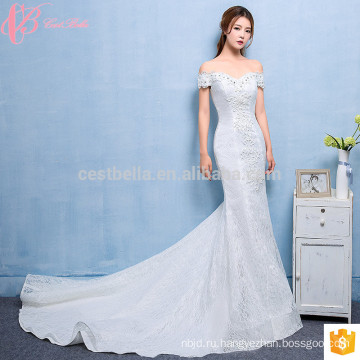 Дешевые Труба чистый Белый свадебные платья Сделано в Китае